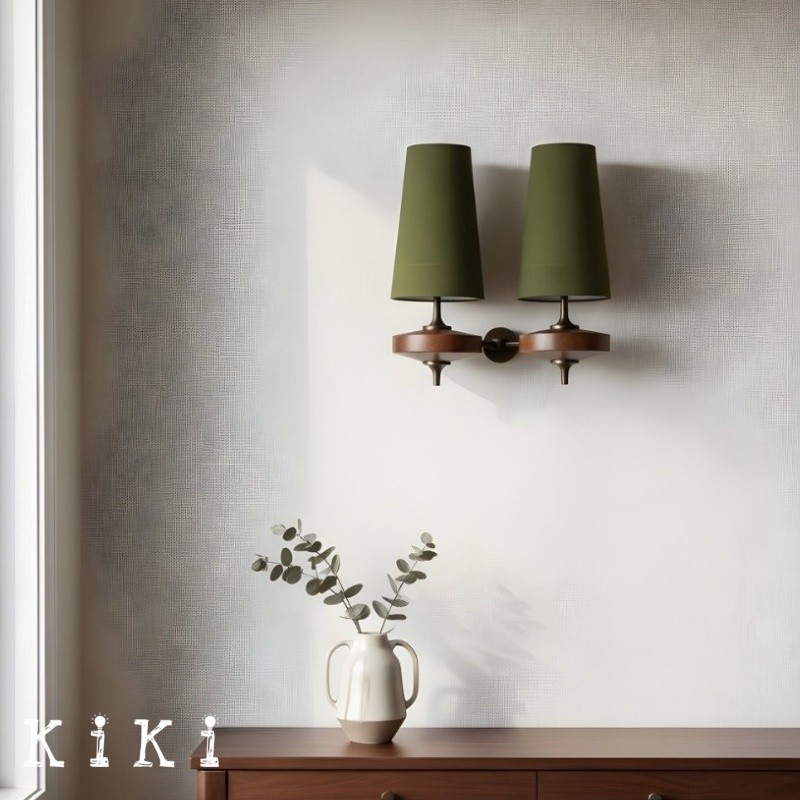 Hour Retro Wood Metal Wall Lamp – Elegant Fabric Accent Lighting for Living Spaces K1208