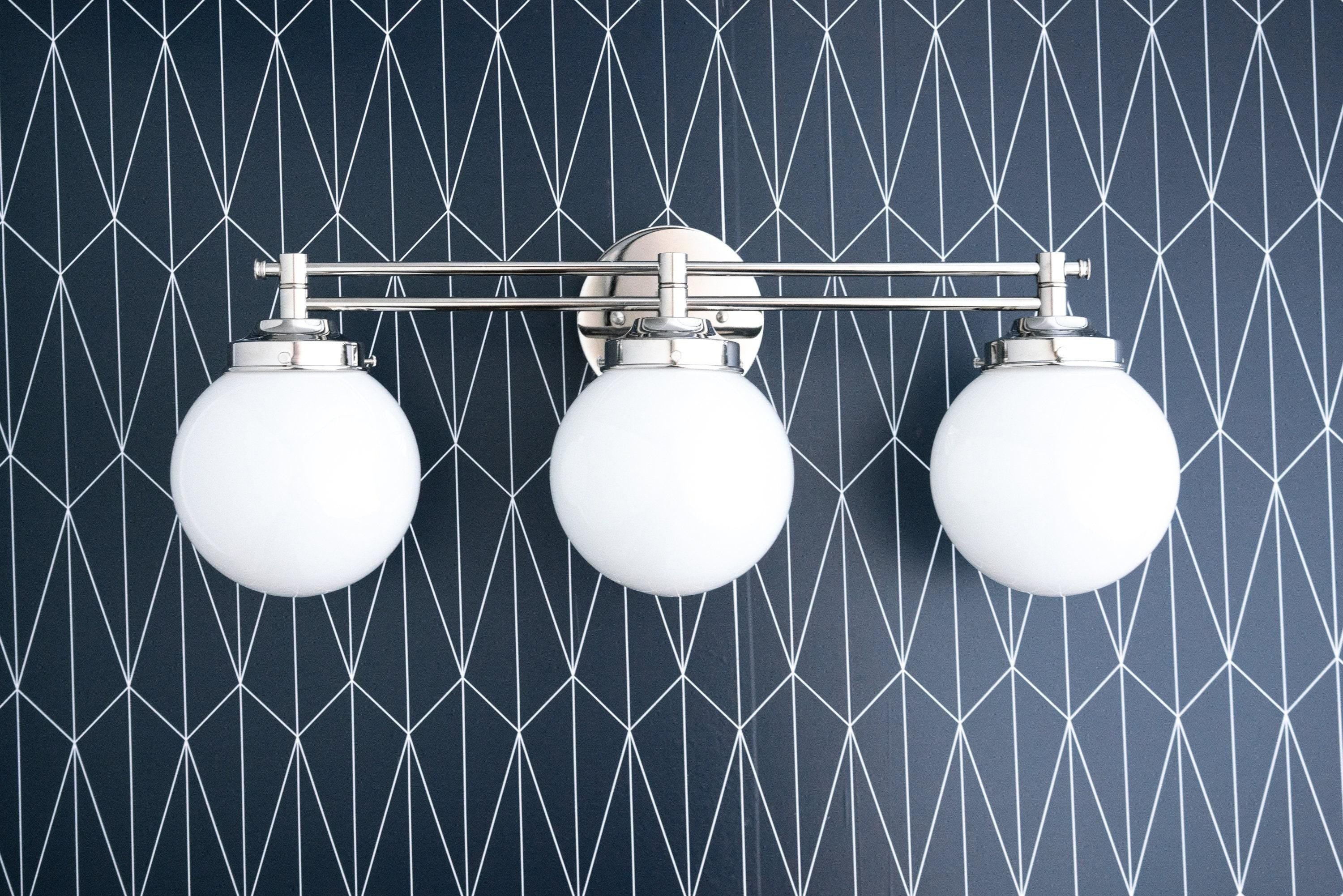 Glorica Glass Contemporary Vanity Light - 3 Light Globe Bathroom Fixture Opal Glass K1515