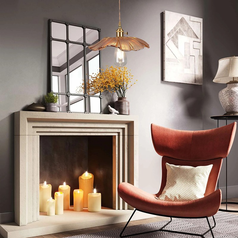 Lotus Retro Glass Pendant Light For Kitchen