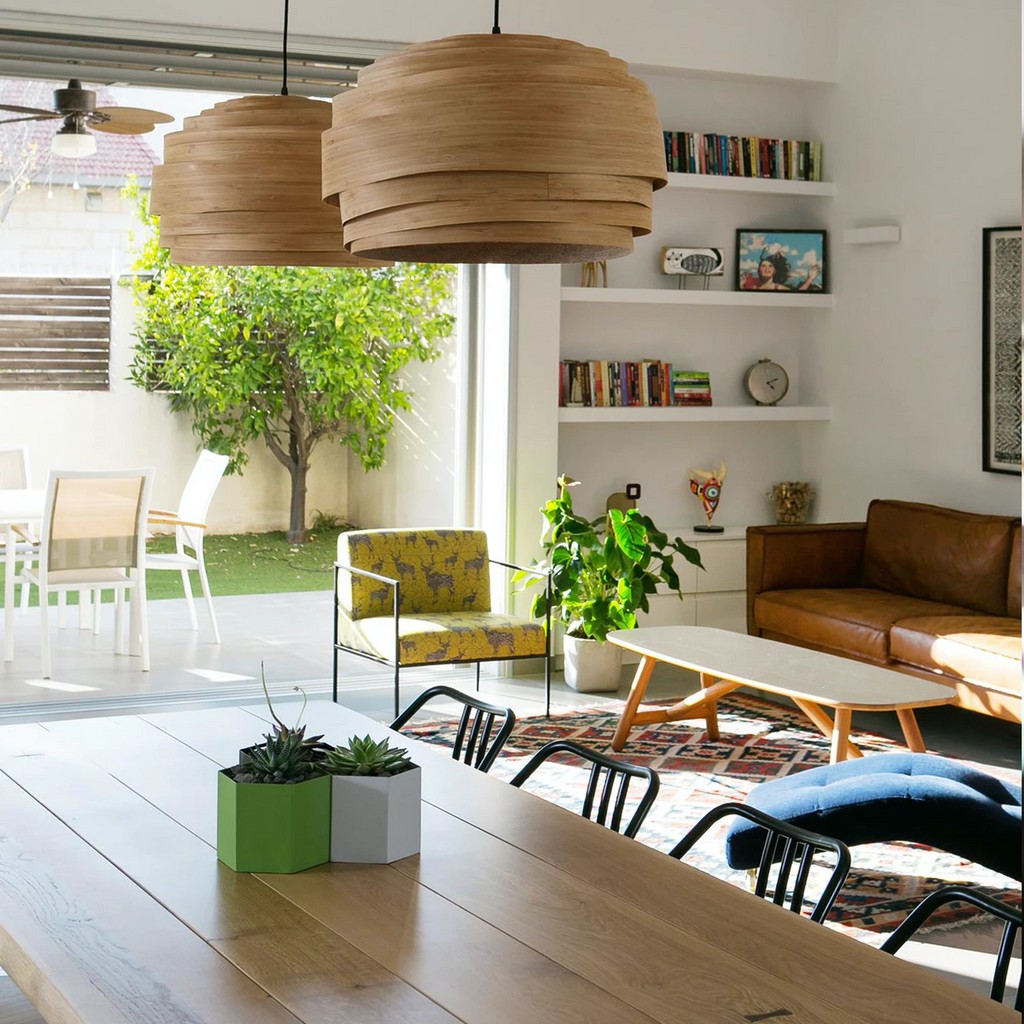 Rustic Wood Drum Veneer Pendant Light K197