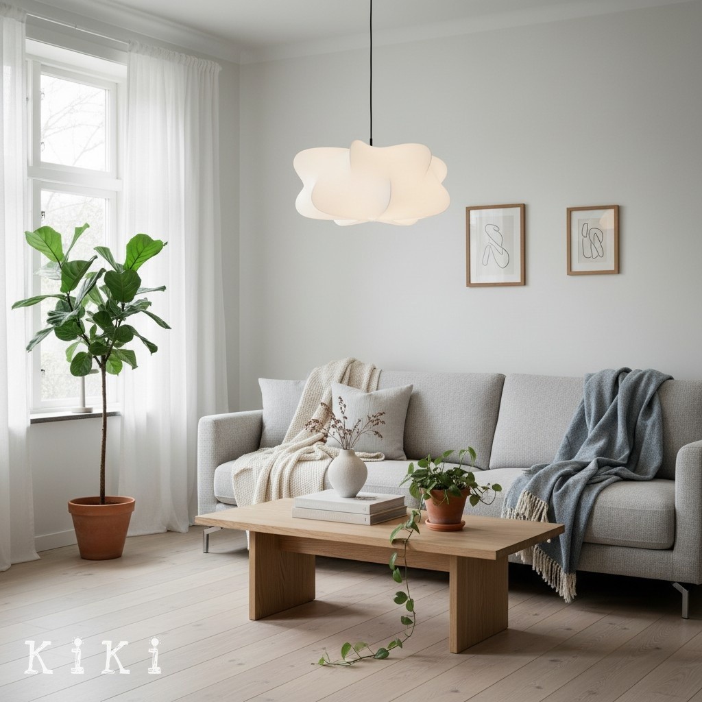 Lunaveo Timeless Minimal Silk Pendant Lamp - Cloud Shade Lighting for Home Decor K369