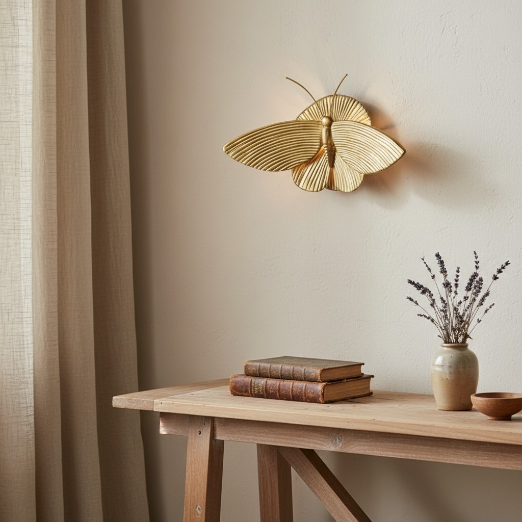 Mothriel Moth-Inspired Metal Wall Sconce - Artistic Vintage Wall Light for Bedroom K2287