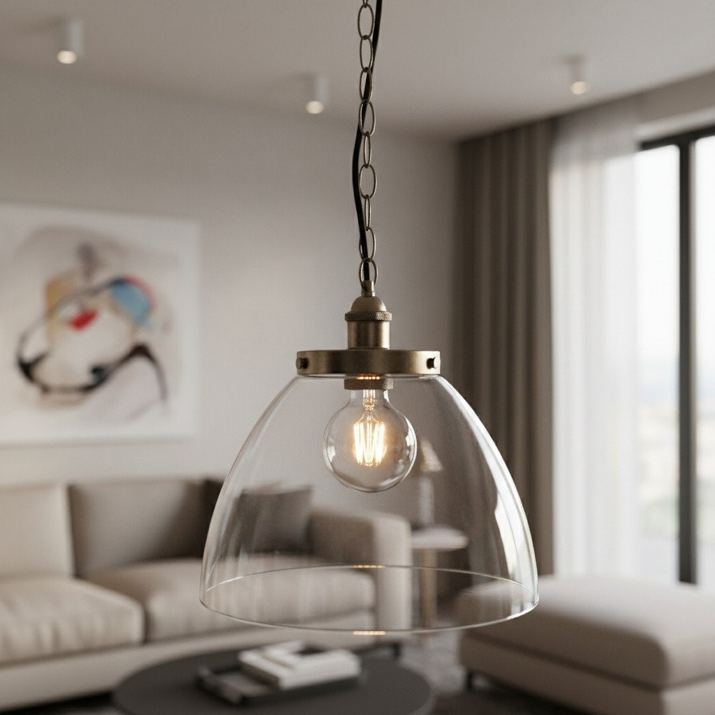Novera Art Deco Dome Adjustable Height Glass Shade Pendant Light for Living Room K1980
