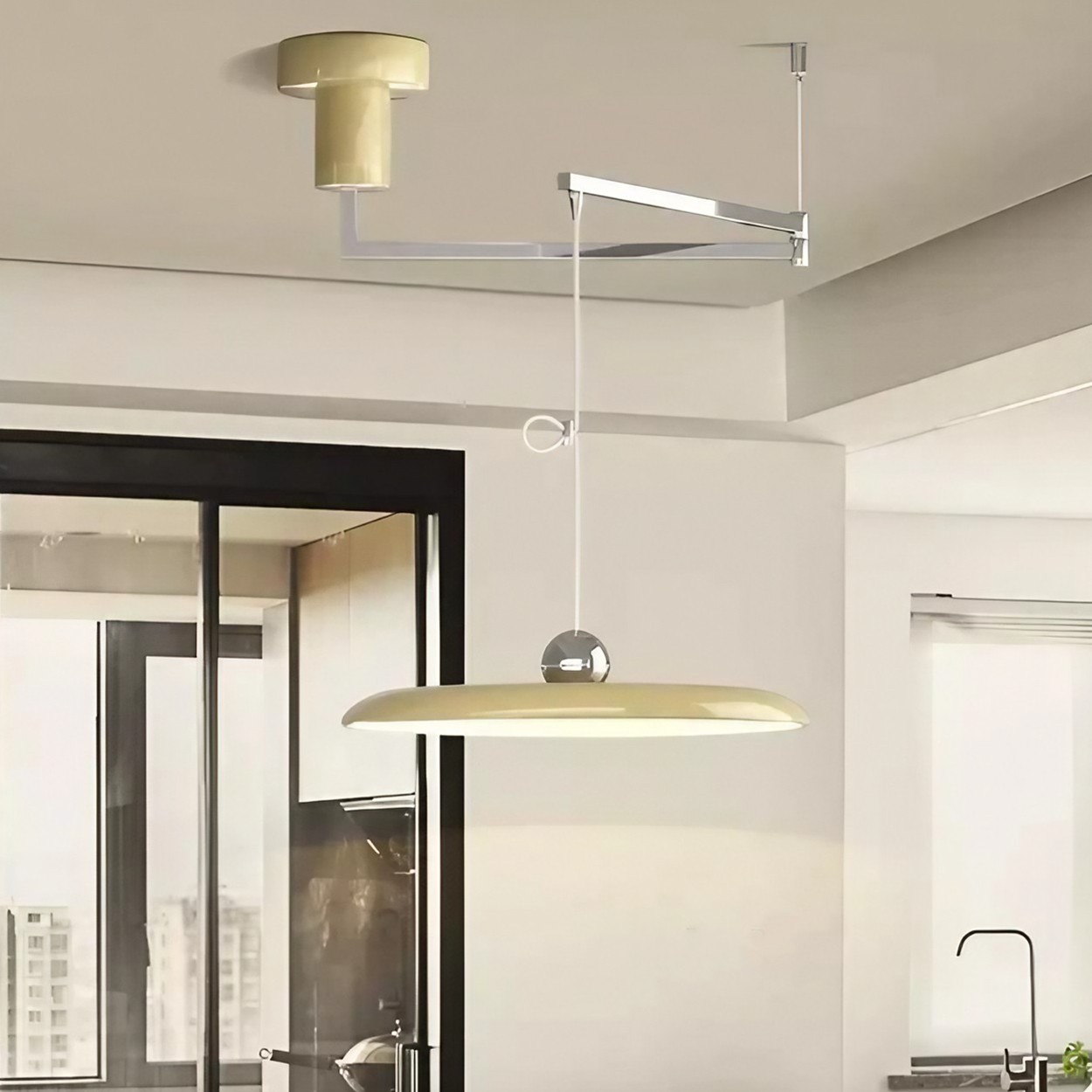Simple Modern Adjustable Swing Arm Disc Pendant Lamp K705
