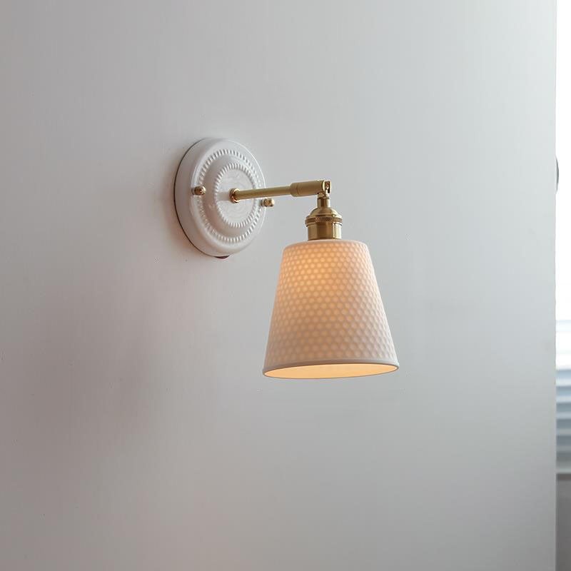 Vintage Japanese Ceramic Brass 1-Light Wall Sconce Lamp K1284
