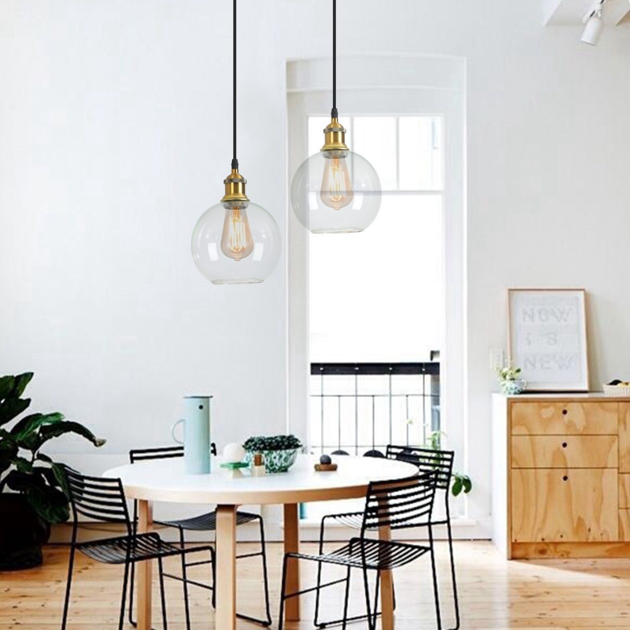 Nordic Vintage Glass Globe Pendant Lamp K116