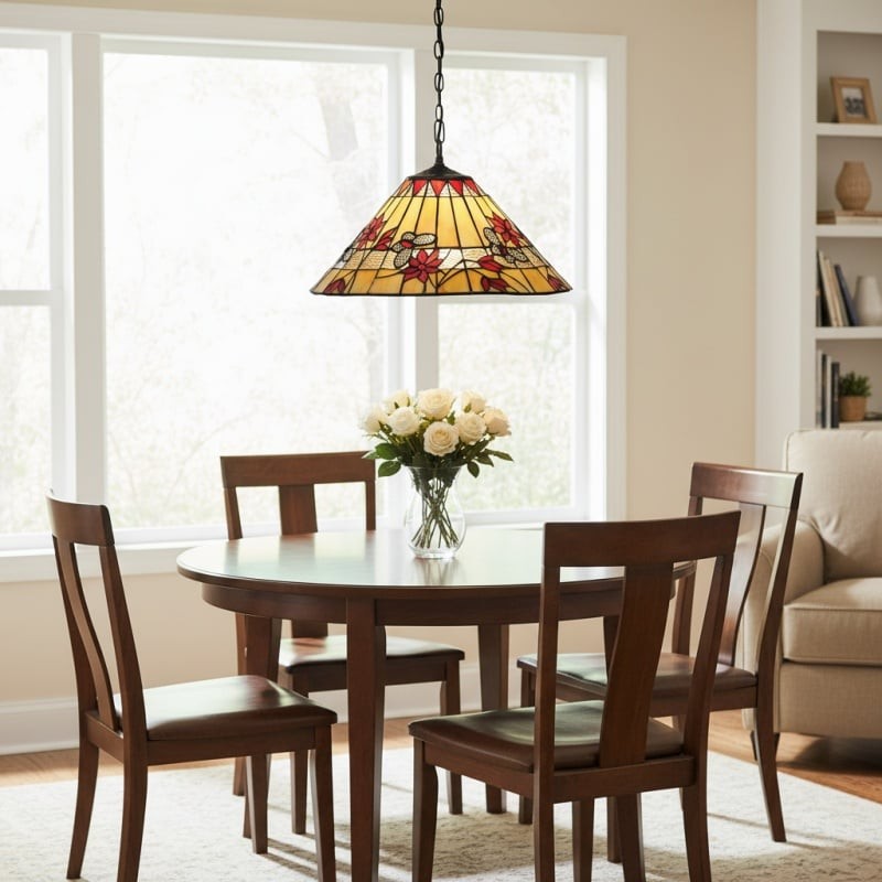 TF Butterfly Pendant Light - Stained Glass Design Hanging Lamp K1901