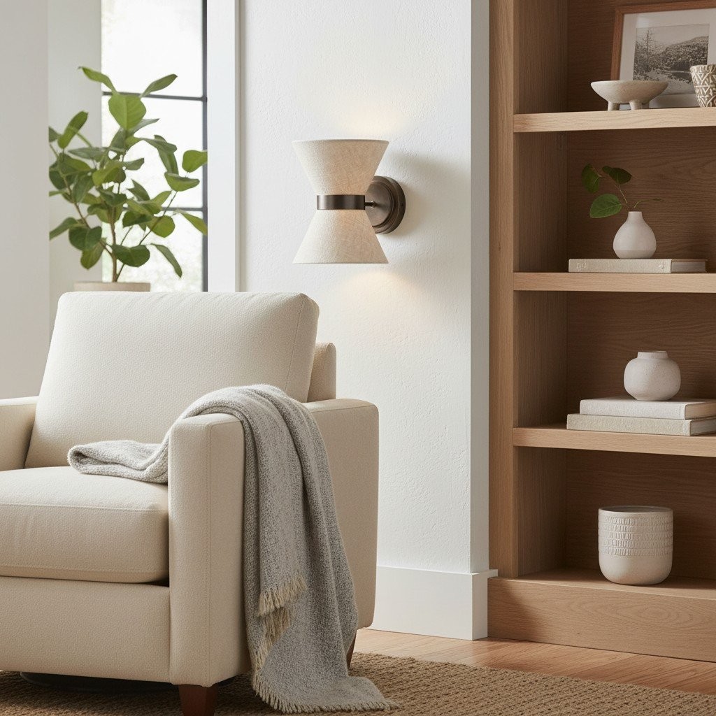 Ankora Textured Linen Shade Wall Sconce - Elegant Interior Lighting for Living Spaces K1688