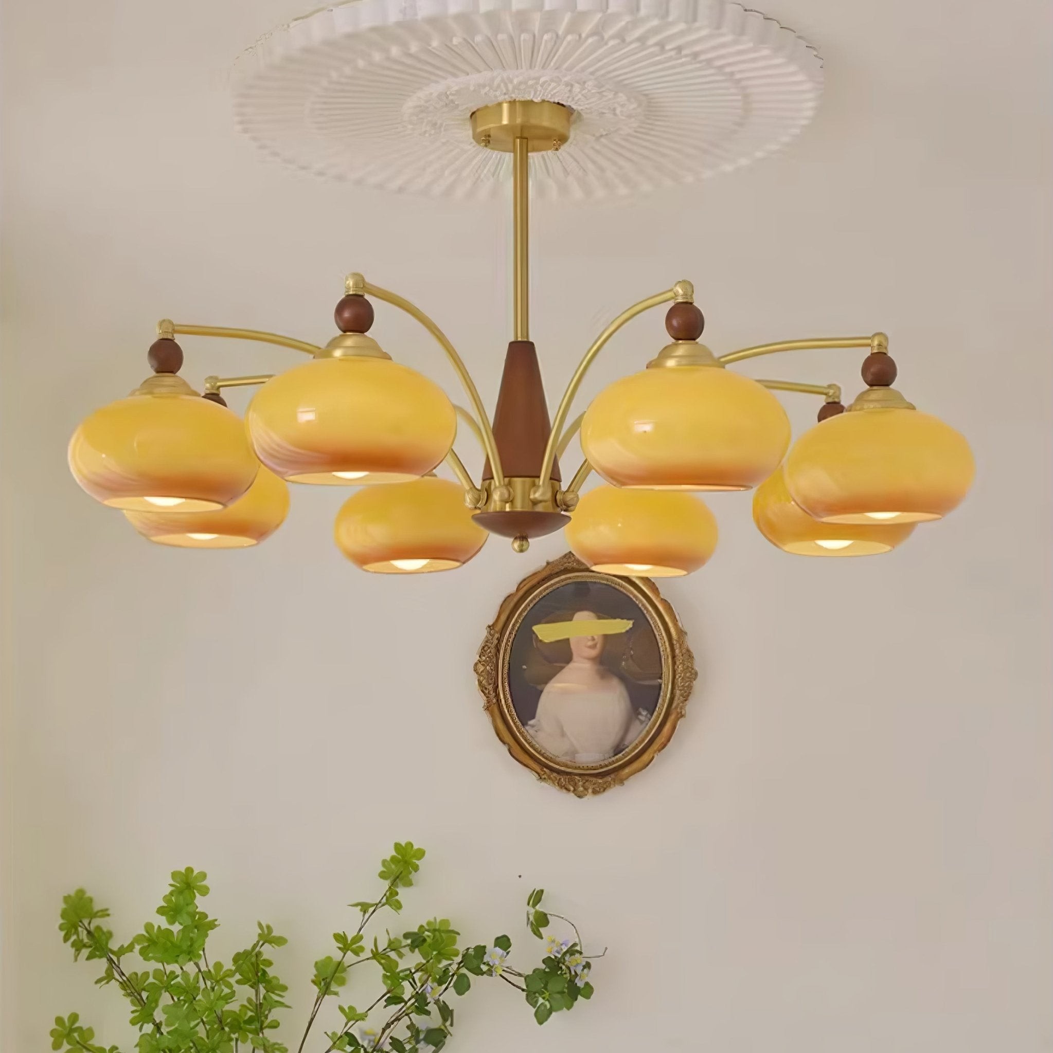 Vintage Multihead Persimmon Chandelier K623