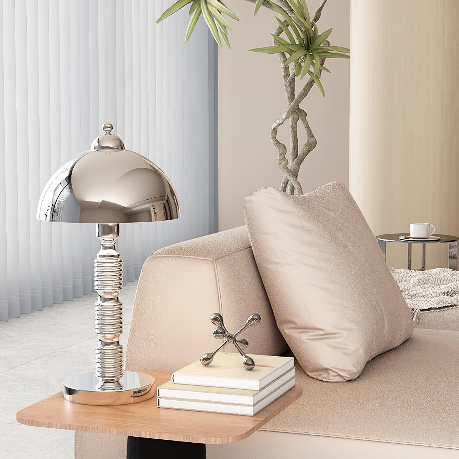 Nordic Iron Round Shade Pleated Base Table Lamp K494