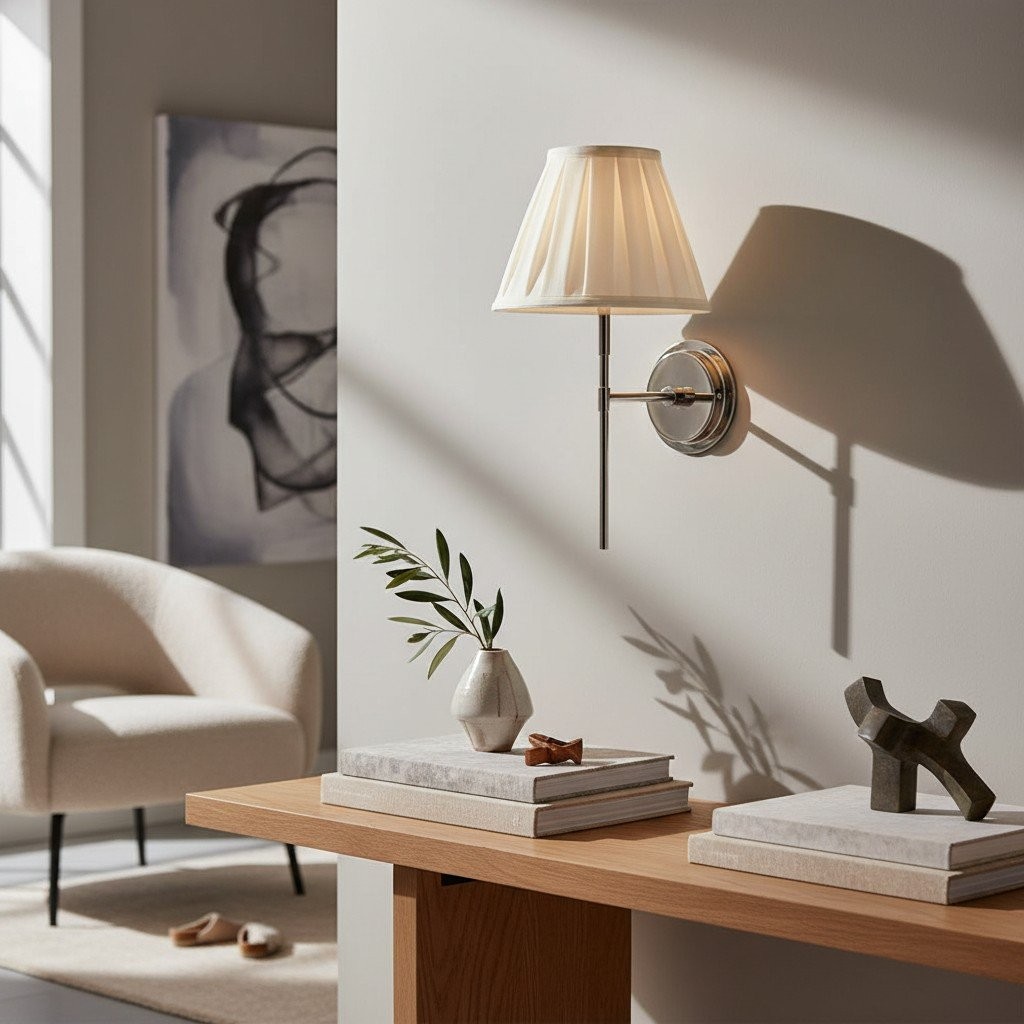Cremaris Metal Wall Light with Fabric Shade - Timeless Sconce for Interior Lighting K1989