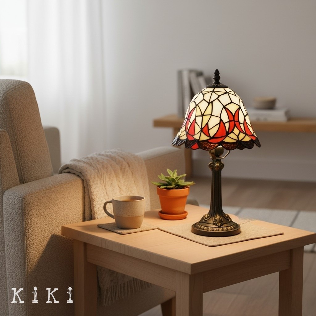 Virelle Colorful Glass Dome Table Lamp – Traditional Tiffany Style for Bedroom K2126