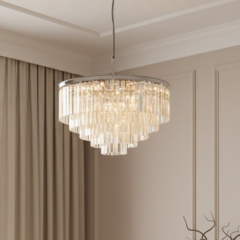 Aurevon Crystal Prism Metal Frame Modern Ceiling Chandelier for Home and Hotel K2071
