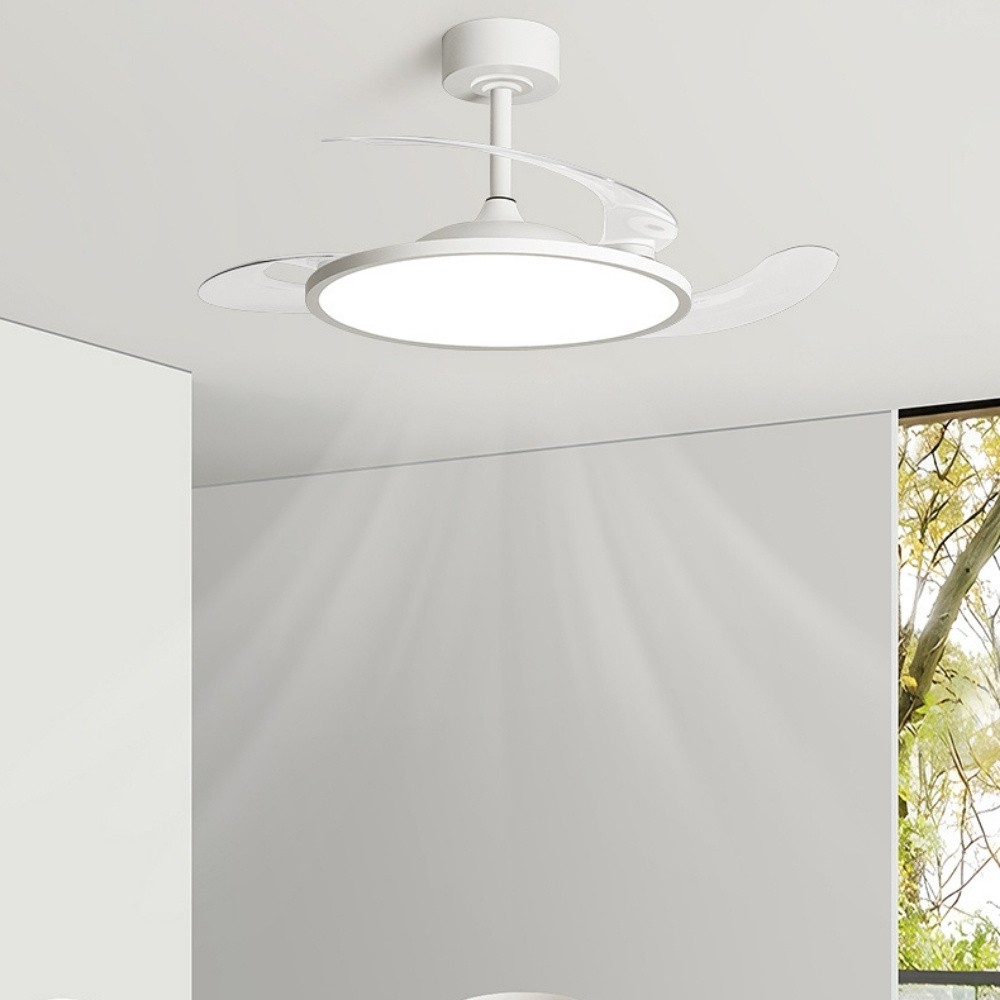 Modern White Round Led Invisible Ceiling Fan Light K1106