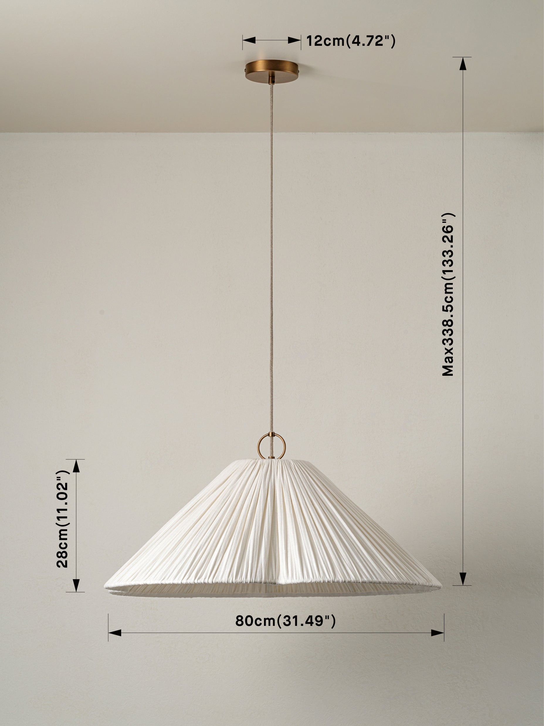 Blossine Oversized Linen Texture Pendant Light - Boho Style Hanging Lamp for Dining Room K1571
