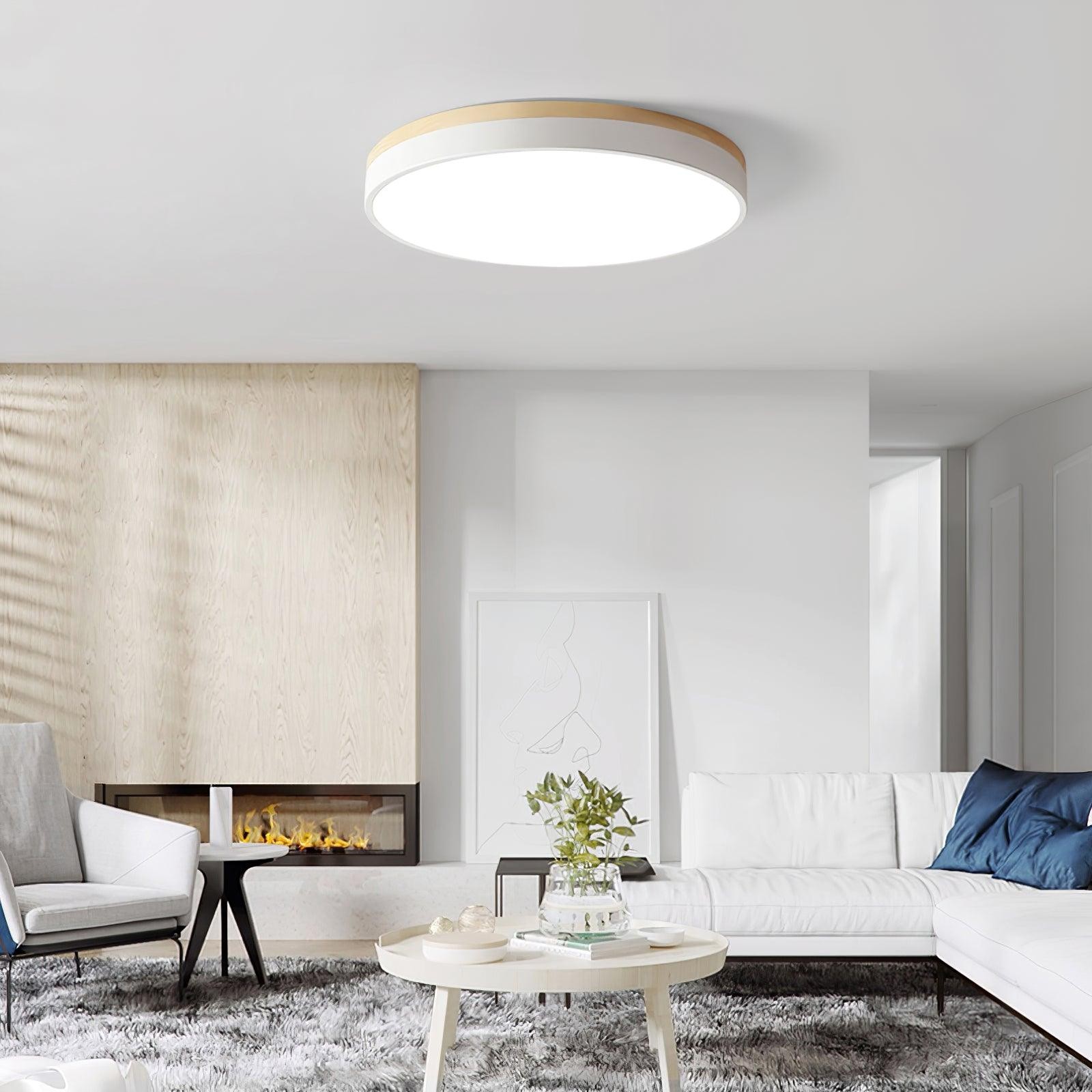 White Round Wooden Ceiling Lamp K772