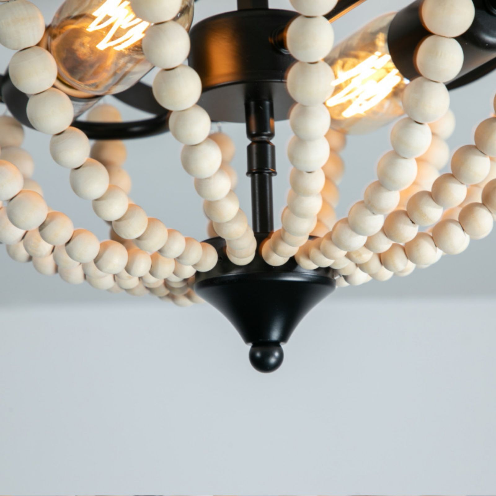 Retro Rustic Metal Wooden Beads Ceiling Lamp K110