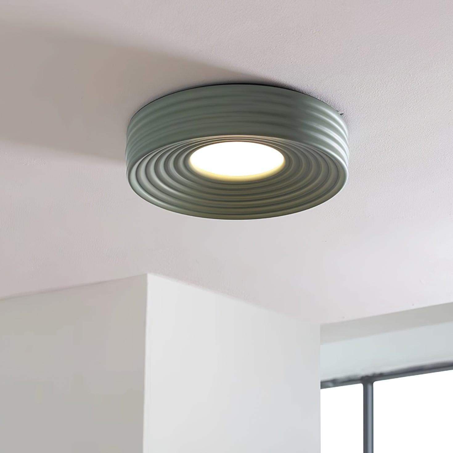 Cream Ribbed Three-color Changing Ceiling Light K337