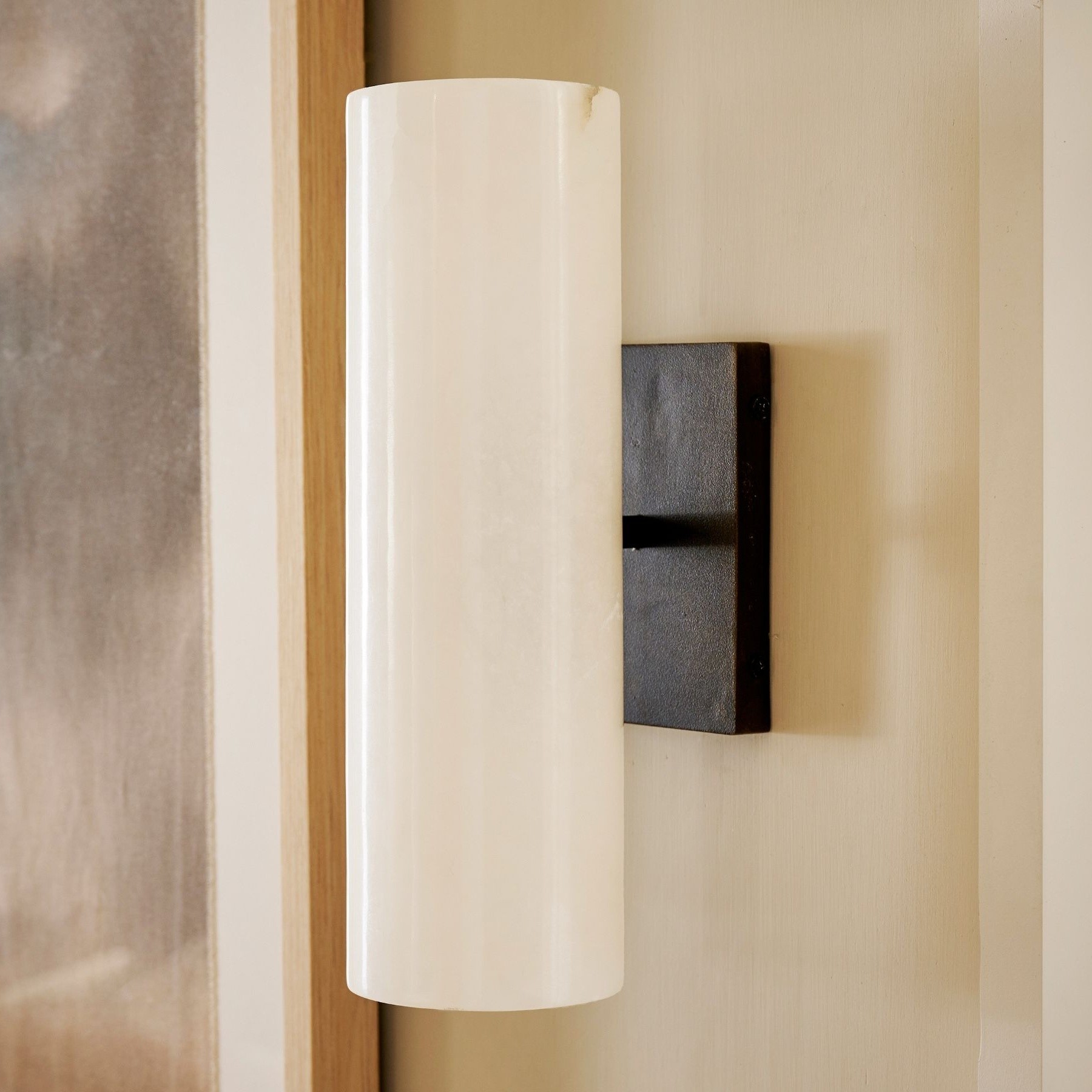 Wolvina Natural Marble Tube Sconce with Sleek Metal Details K1242