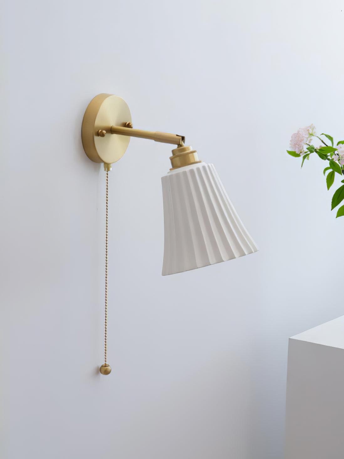 Modern Pull Cord Metal Ceramics Indoor Wall Lamp for Bedroom K730