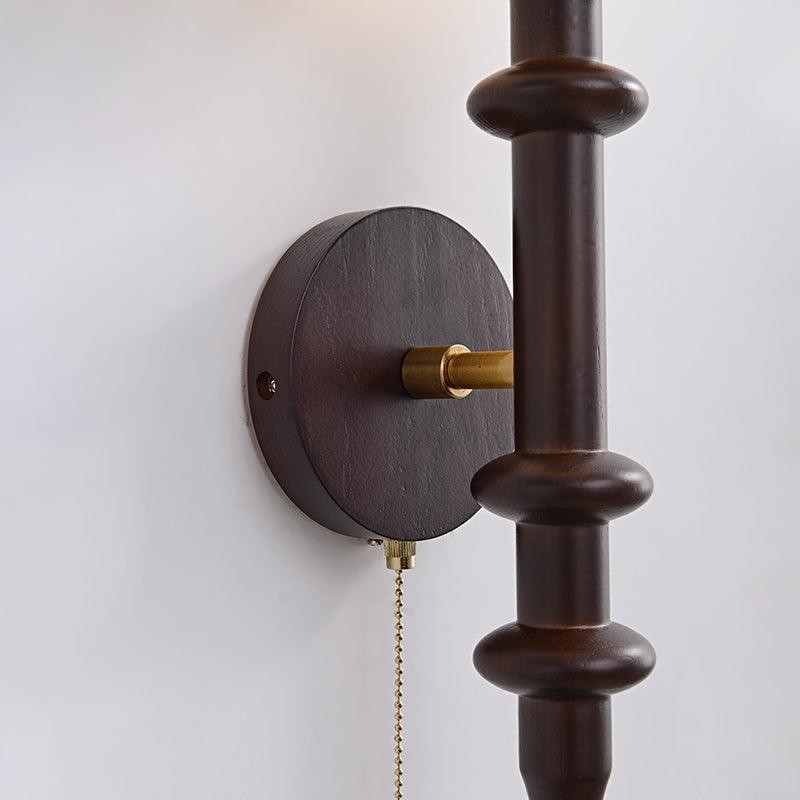 French Simple Vintage Bedside Wooden Glass Wall Lamp K639