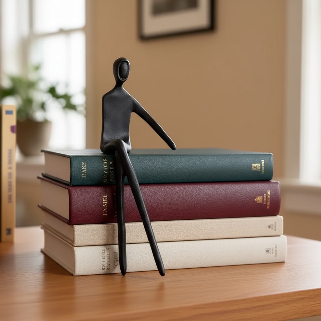 Floxo Artistic Desk and Shelf Figurine - Thinker and Lazy Dog Design for Bookshelves and Tables K2361