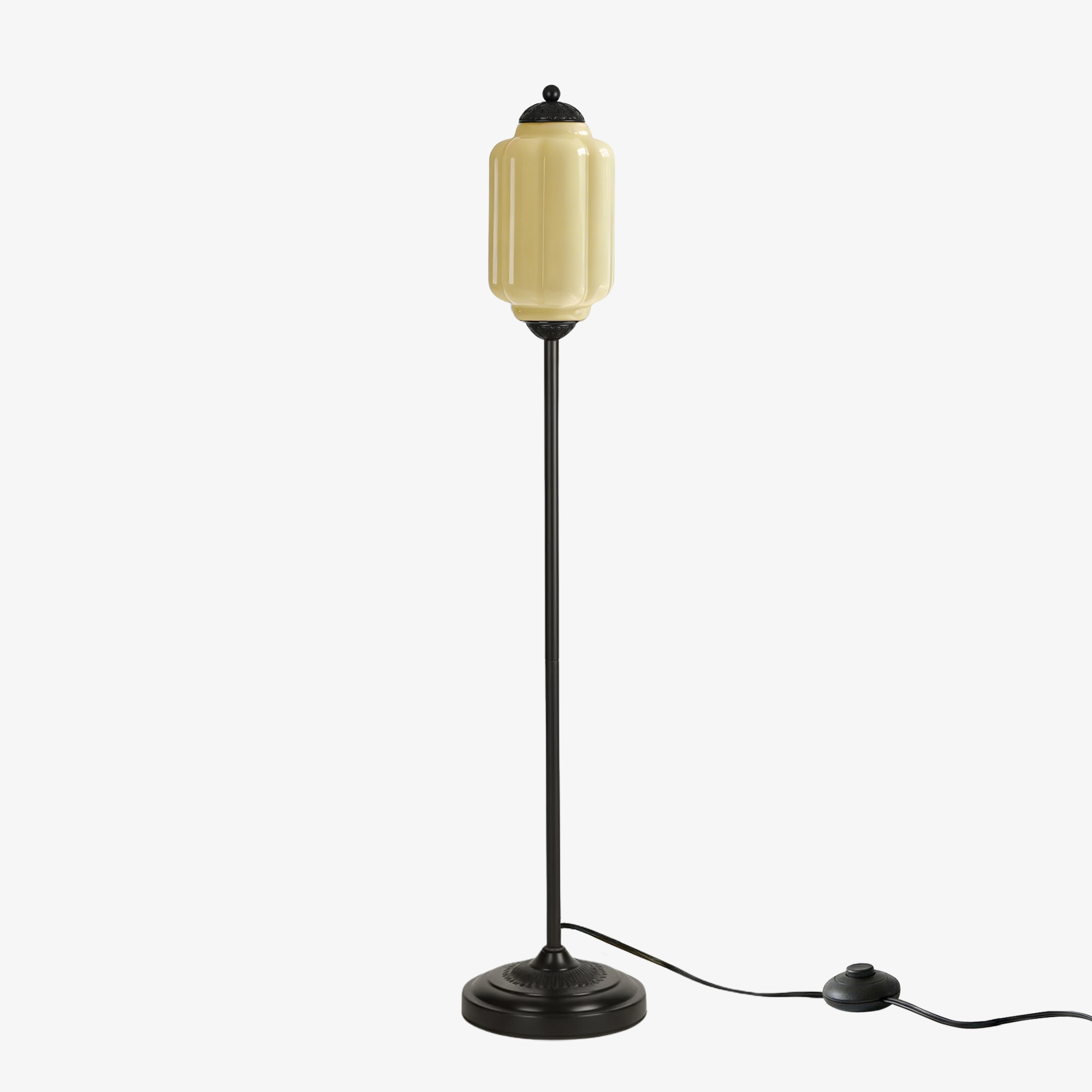 Eloise Handcrafted Retro Glass Floor Lamp - Lantern Form Floor Light for Reading Corners K2345