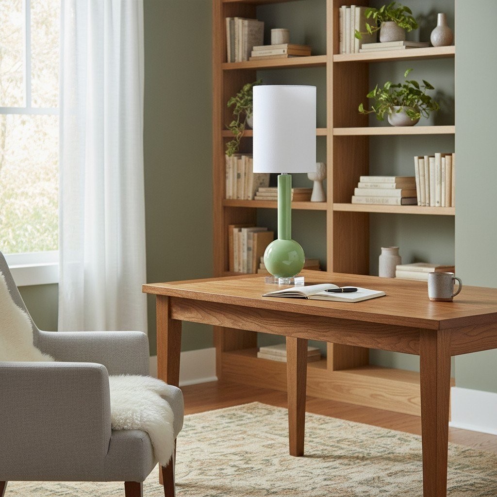 Savara Minimalist Table Lamp - Clean Glass Form with Fabric Shade for Bedrooms K1668