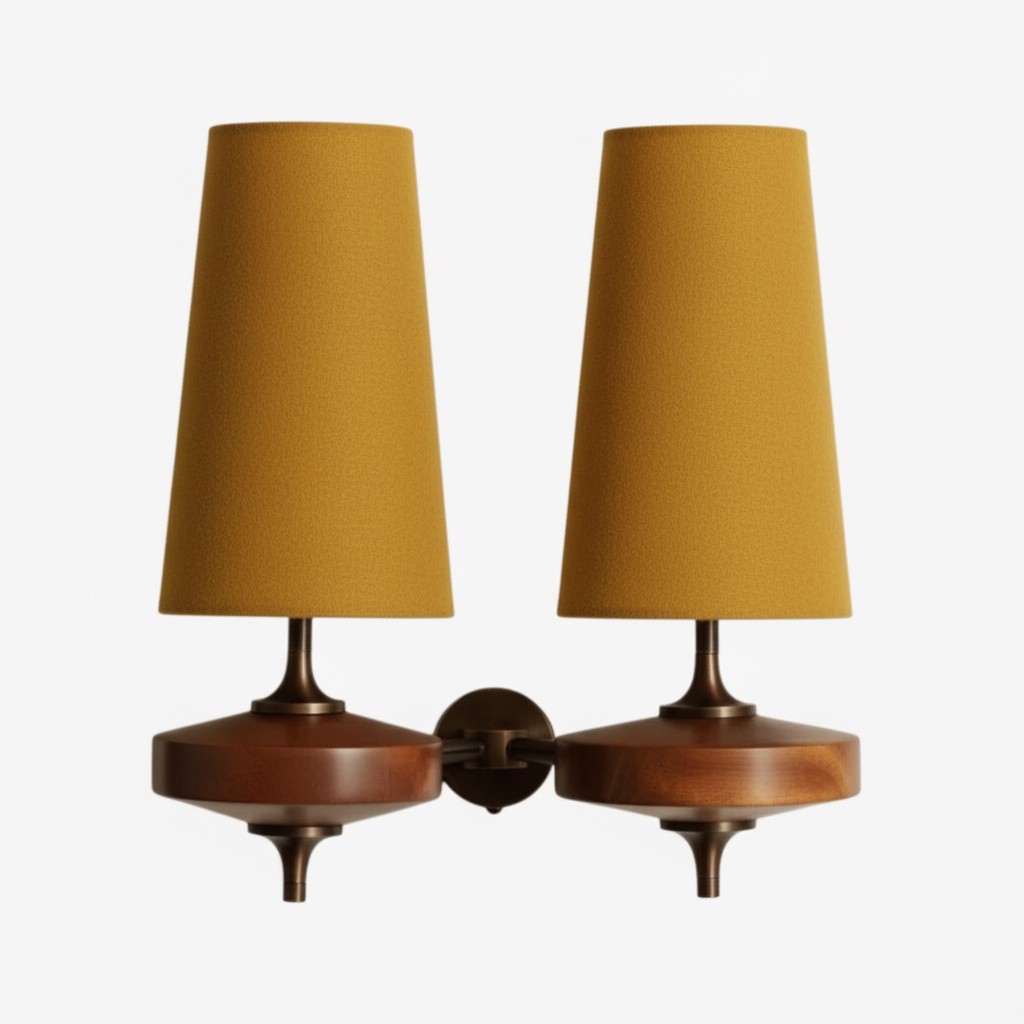 Hour Retro Wood Metal Wall Lamp – Elegant Fabric Accent Lighting for Living Spaces K1208