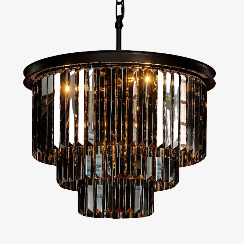 Aurevon Crystal Prism Metal Frame Modern Ceiling Chandelier for Home and Hotel K2071