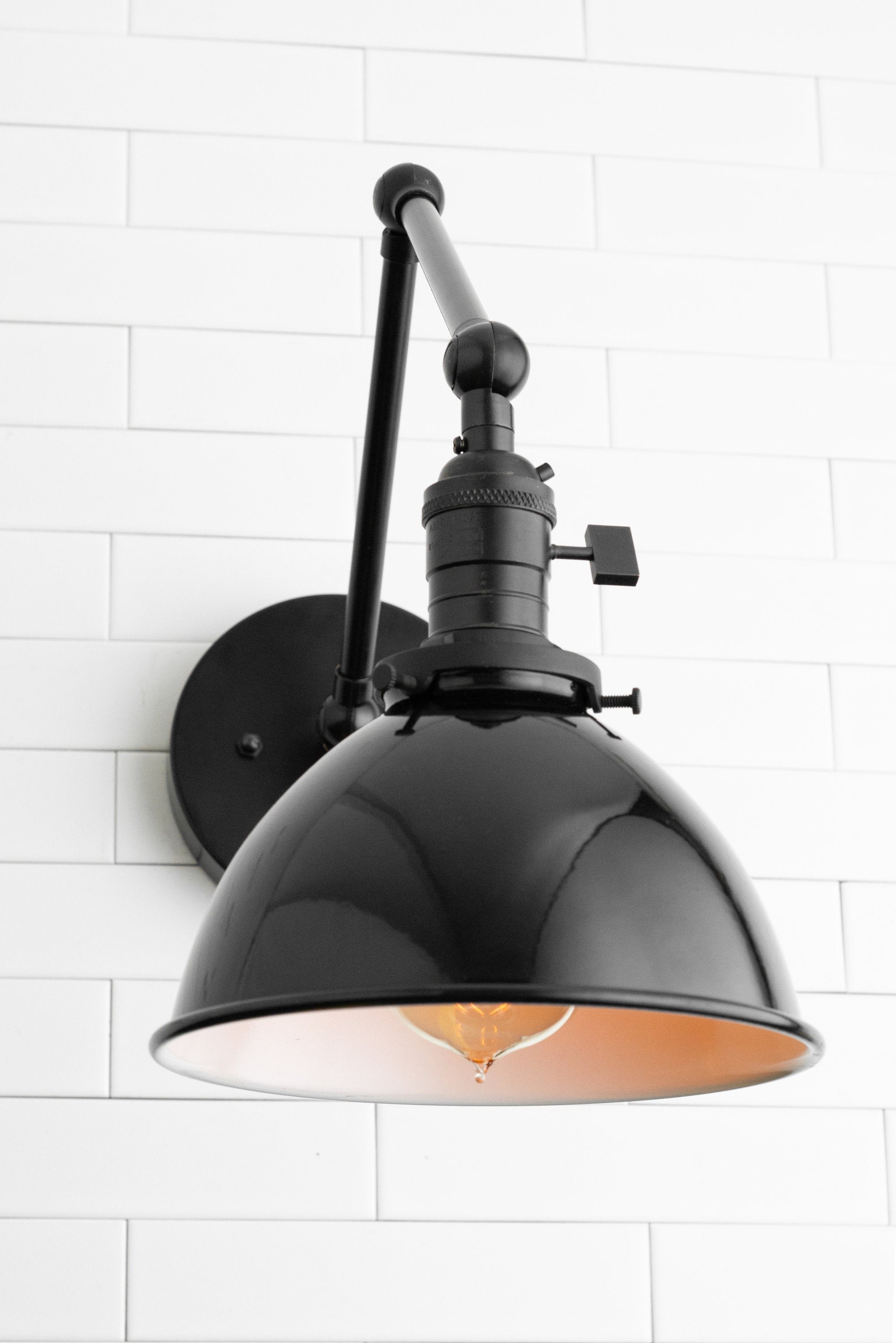 Conique Metal Vintage Industrial Swing Arm Wall Lamp - Adjustable Dome Shade for Study K1467
