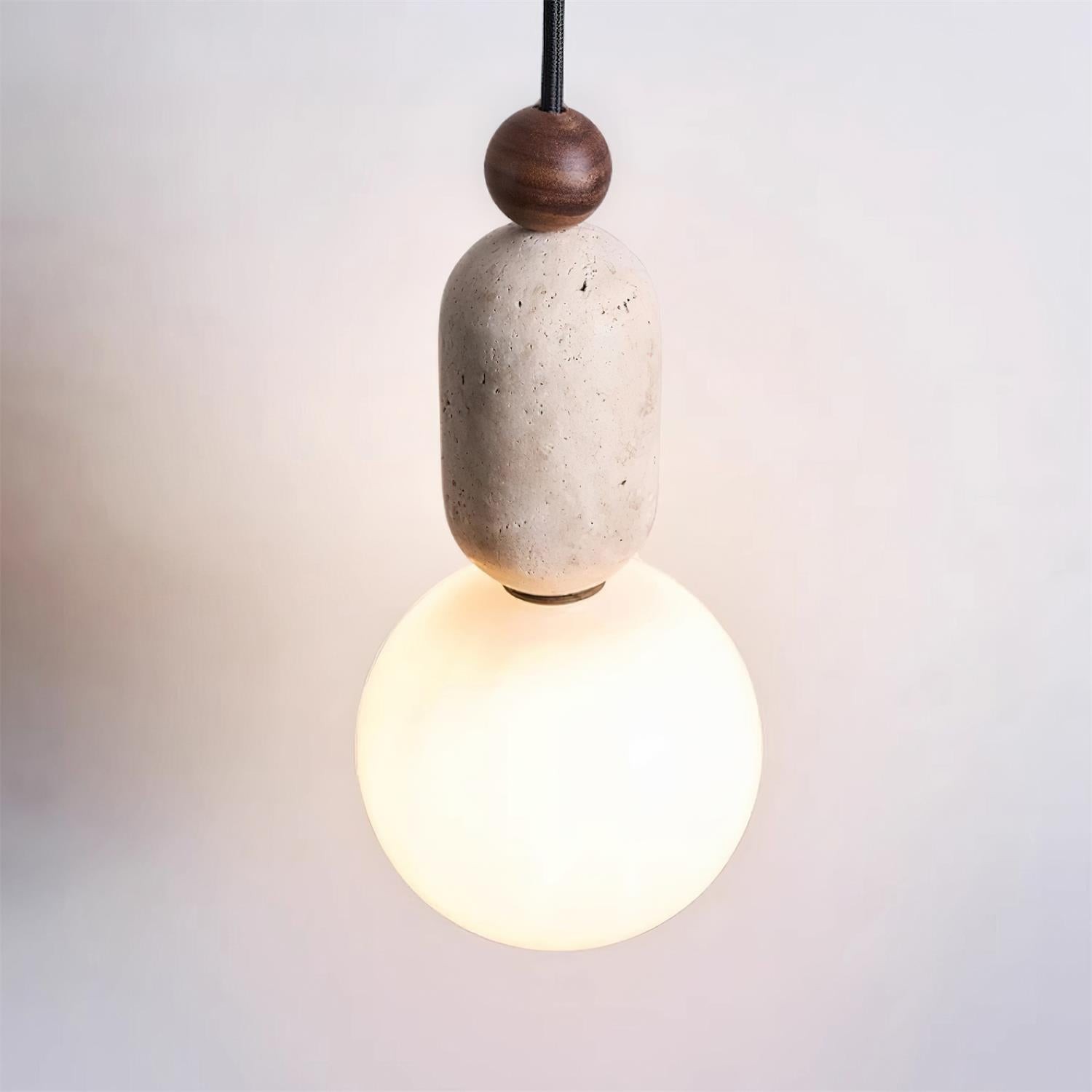 Wabi Sabi Travertine Glass Ball Pendant Light K830