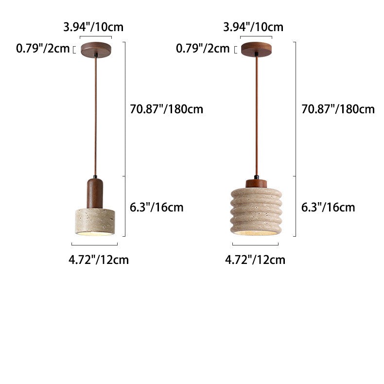 Traditional Retro Cylindrical Solid Wood Pendant Lamp K724