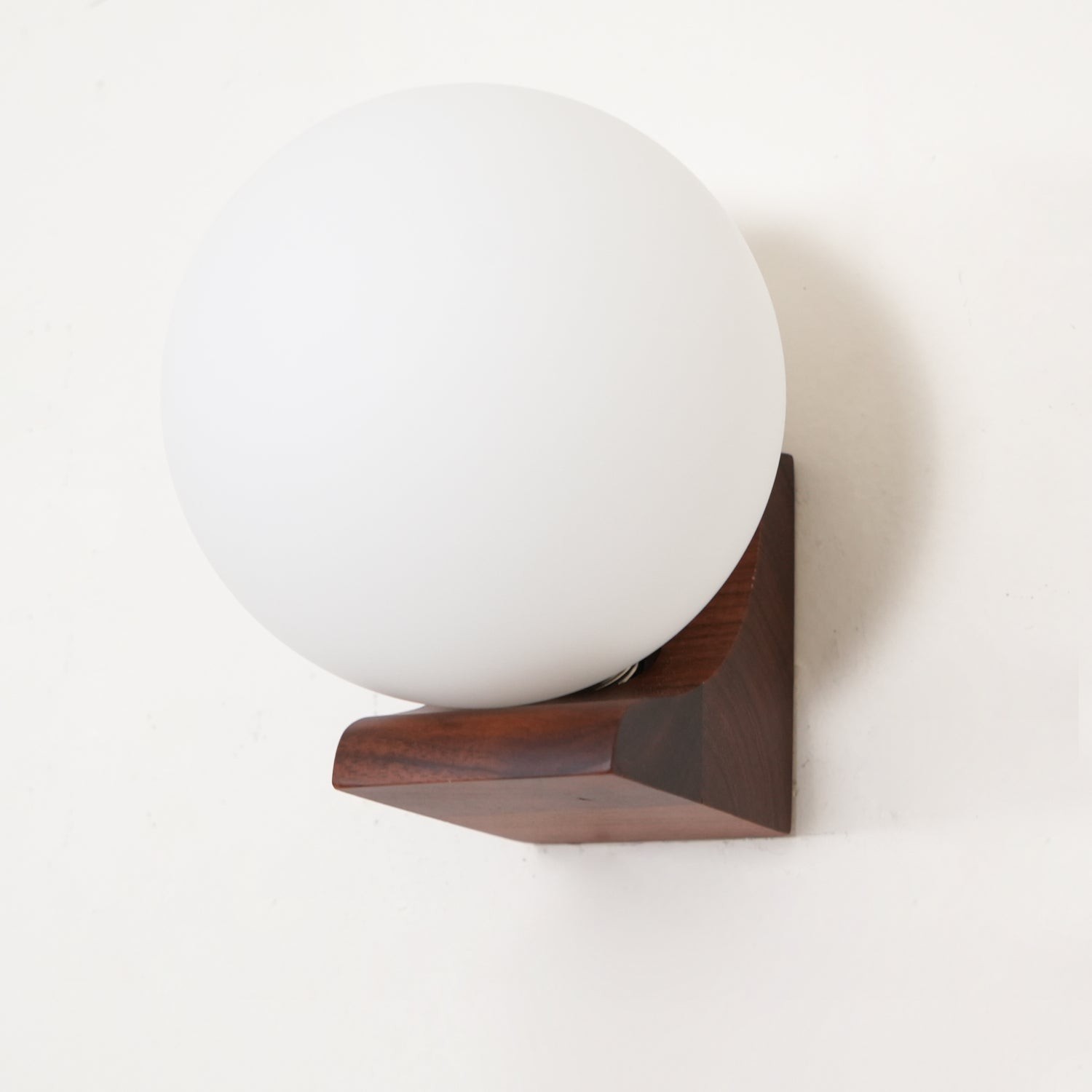 Minimalist Wooden Geometric Bracket Glass Globe Wall Lamp K374