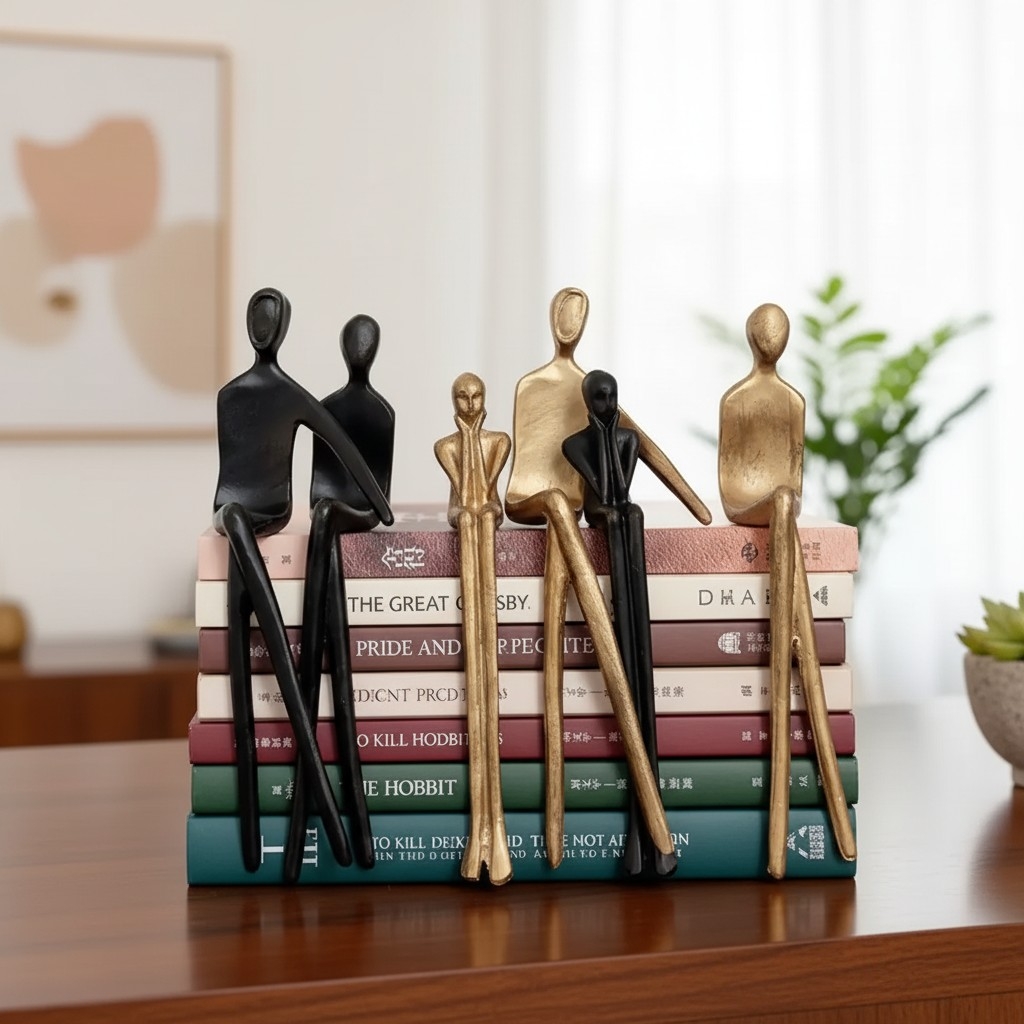 Floxo Artistic Desk and Shelf Figurine - Thinker and Lazy Dog Design for Bookshelves and Tables K2361