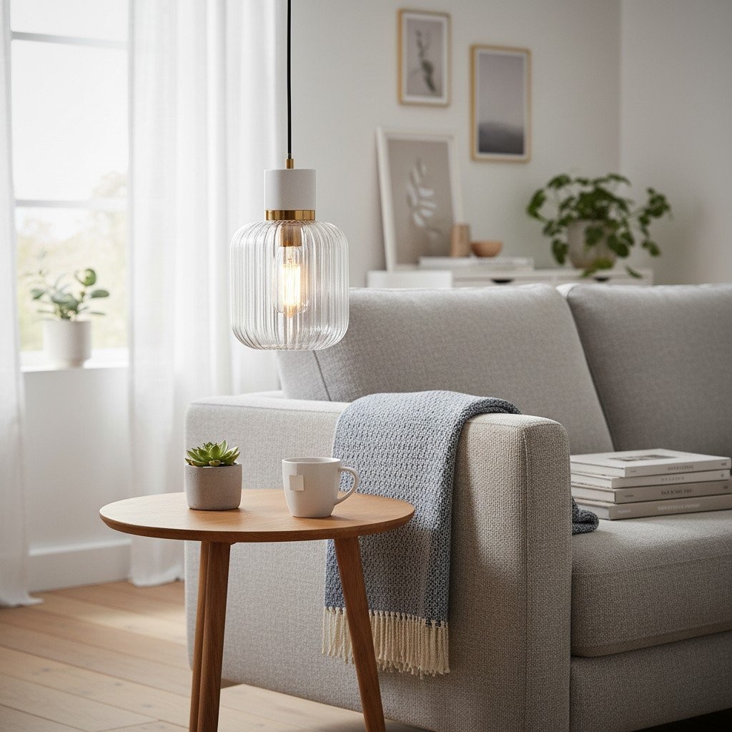 Korlisse Natural Stone and Glass Pendant Light - Stylish Lamp for Lounge or Living Room K1897