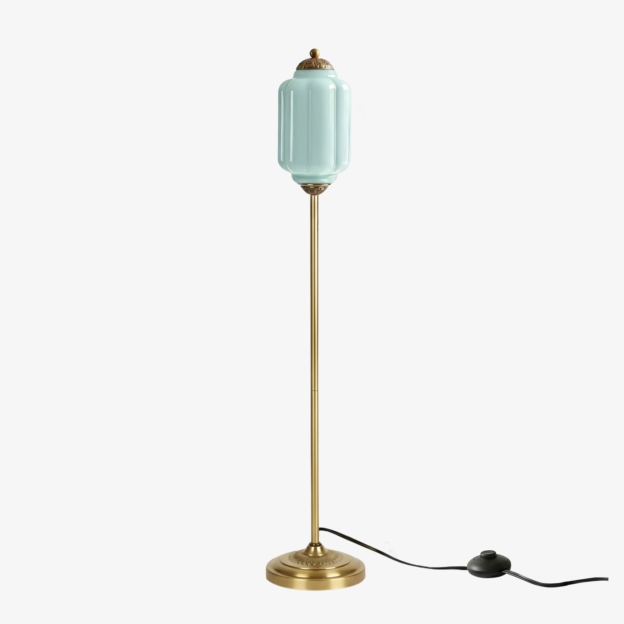 Eloise Handcrafted Retro Glass Floor Lamp - Lantern Form Floor Light for Reading Corners K2345