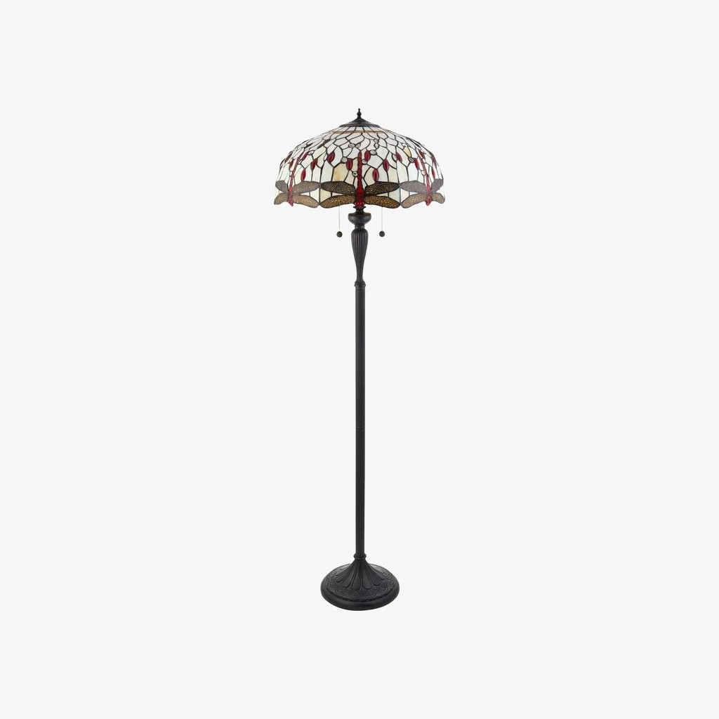 TF Dragonfly Motif Floor Lamp - Vintage Stained-Glass for Living Rooms K1903