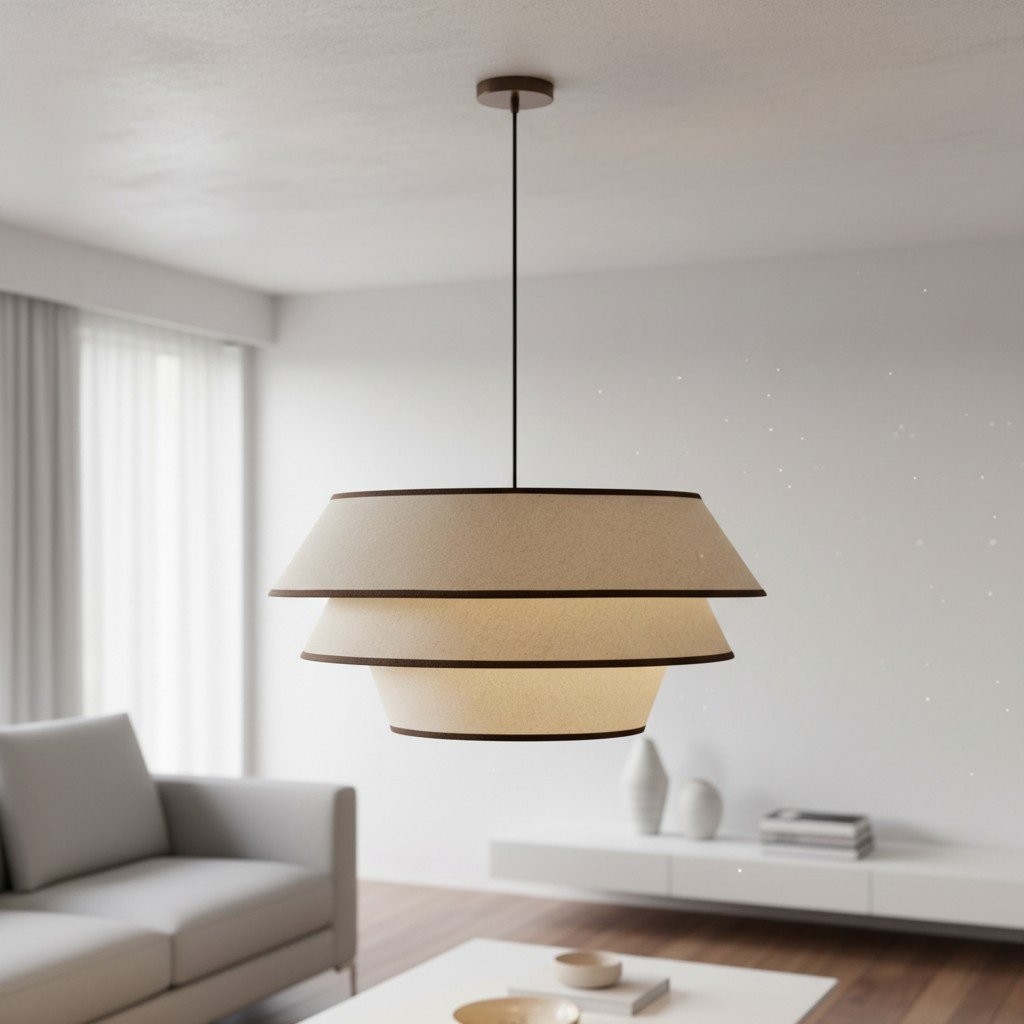 Tarivon Steel Frame Pendant with Fabric Shade - Modern Hanging Lamp for Dining Rooms K1641