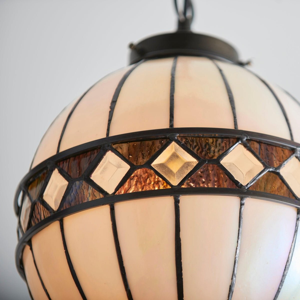 TF Fargo Tiffany Style Globe Pendant - Handcrafted Art Glass Sphere Light for Kitchen Island K2006