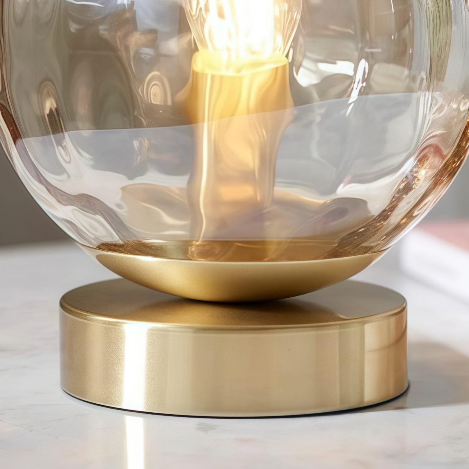 Tracian Modern Dimple Globe Table Lamp - Brass Ambient Decorative Lamp for Bedroom or Lounge K2023