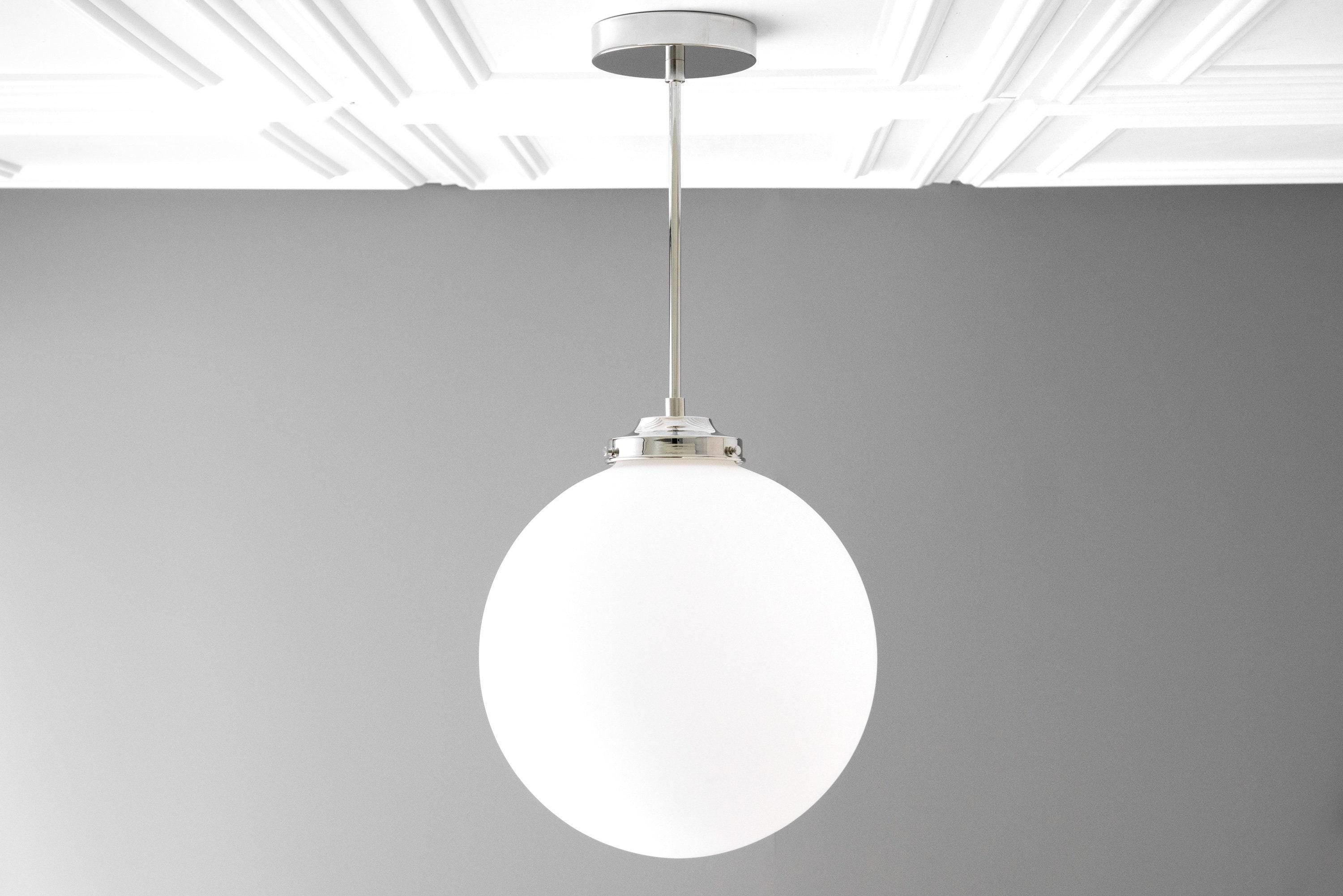 Glorica Glass 12 Inch Globe Ceiling Light - Frosted Glass Art Deco Pendant And Flush Mount K1507