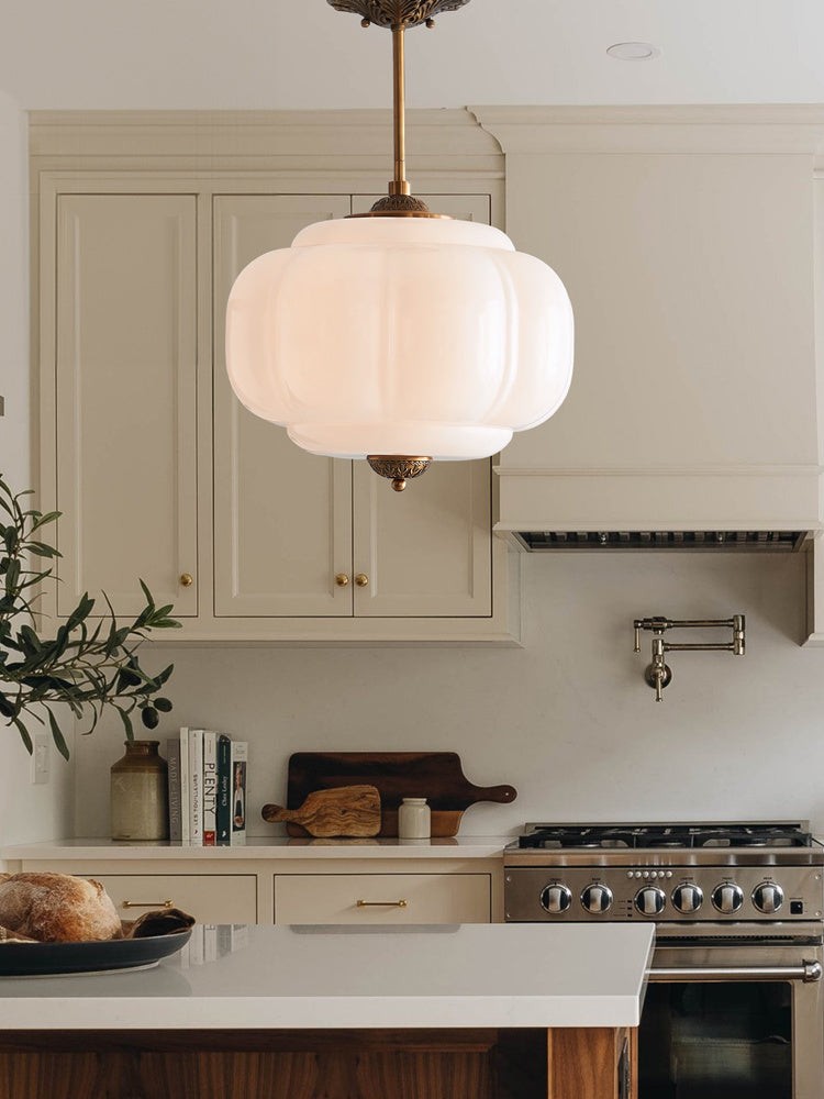 Eloise Vintage Pumpkin Glass Semi-Flush Mount Pendant Light K866