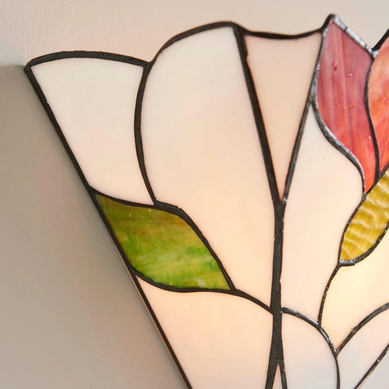 TF Botanica Stained Glass Floral Design Wall Light - Sconce For Hallway And Bedroom K1792
