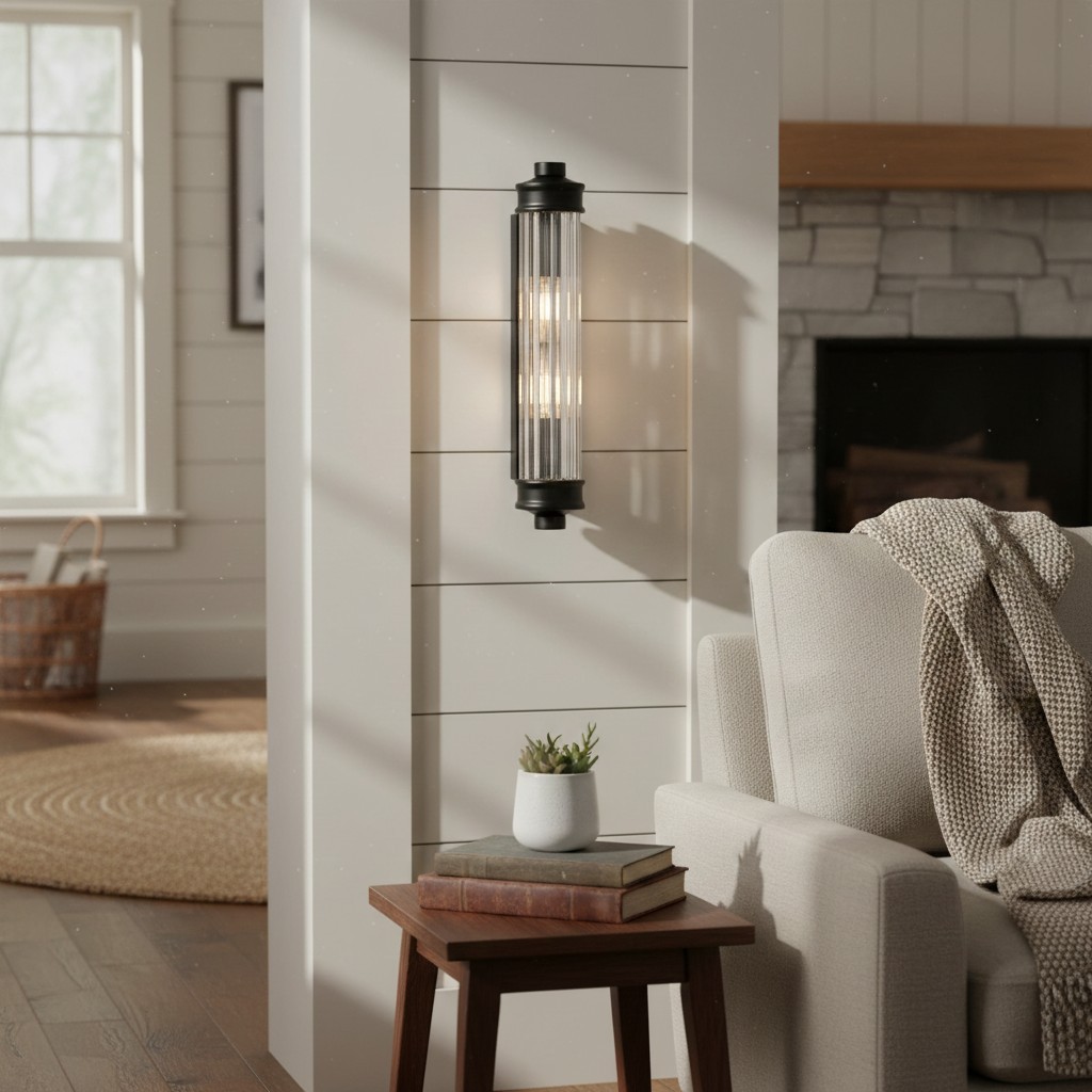 Bravira Ribbed Cylindrical Glass Wall Sconce - Wall Light for Hallway and Living Room K2255
