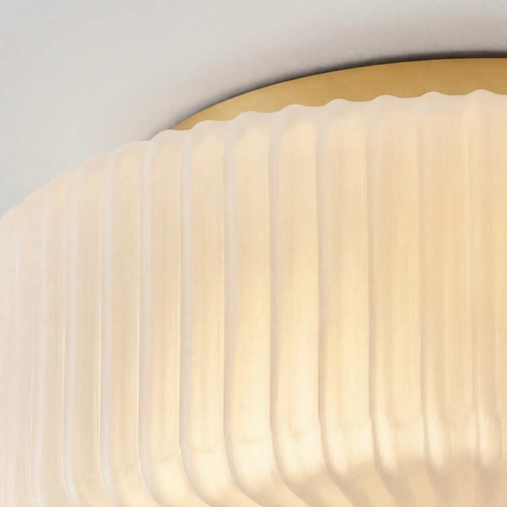 Lunorib Ribbed Metal Glass Ceiling Lamp - Minimalist Opal Glass Light for Kitchen K2223
