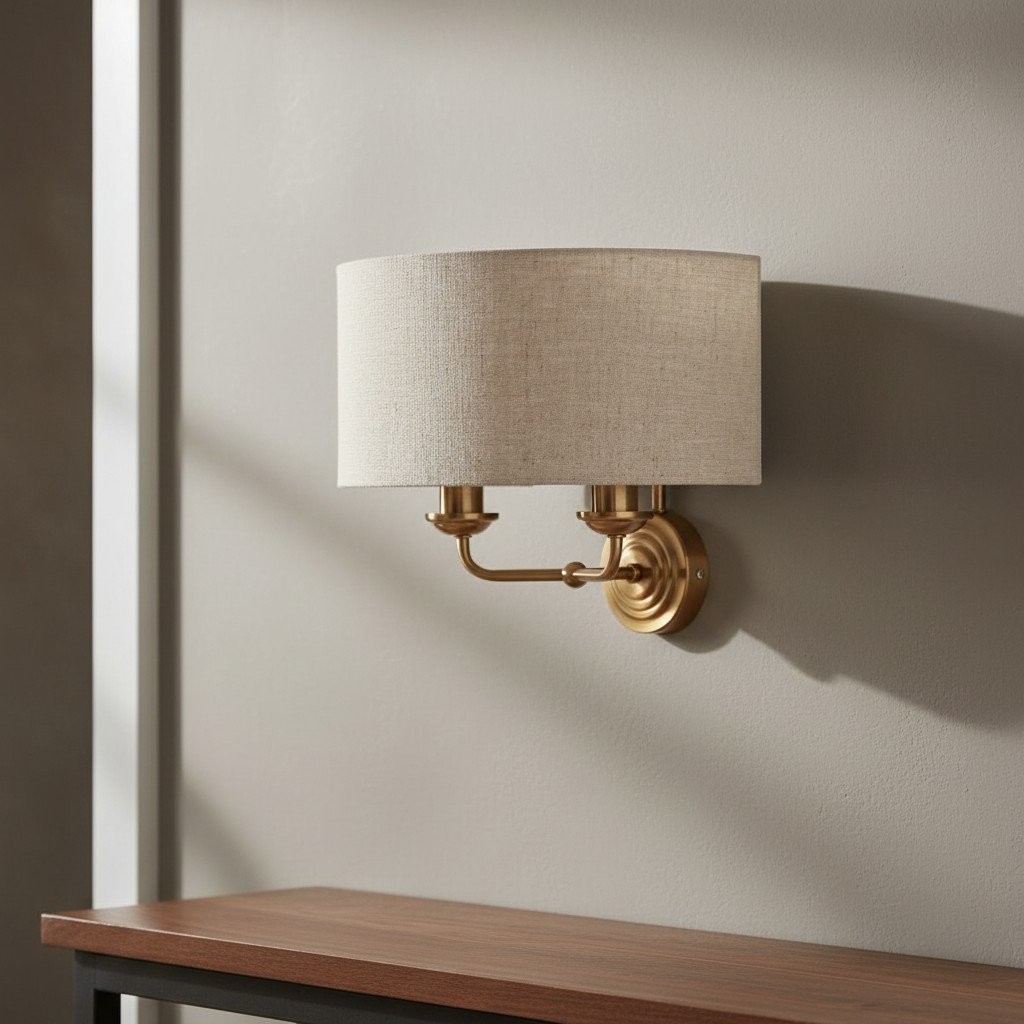 Tela Refined Metal and Fabric Wall Lamp - Timeless Style Wall Sconce for Hallway or Entryway K1796