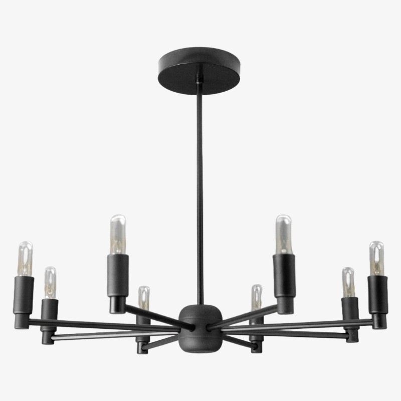 Mobilux Line Modern Chandelier - 8 Arm Mid Century Hanging Light K1497
