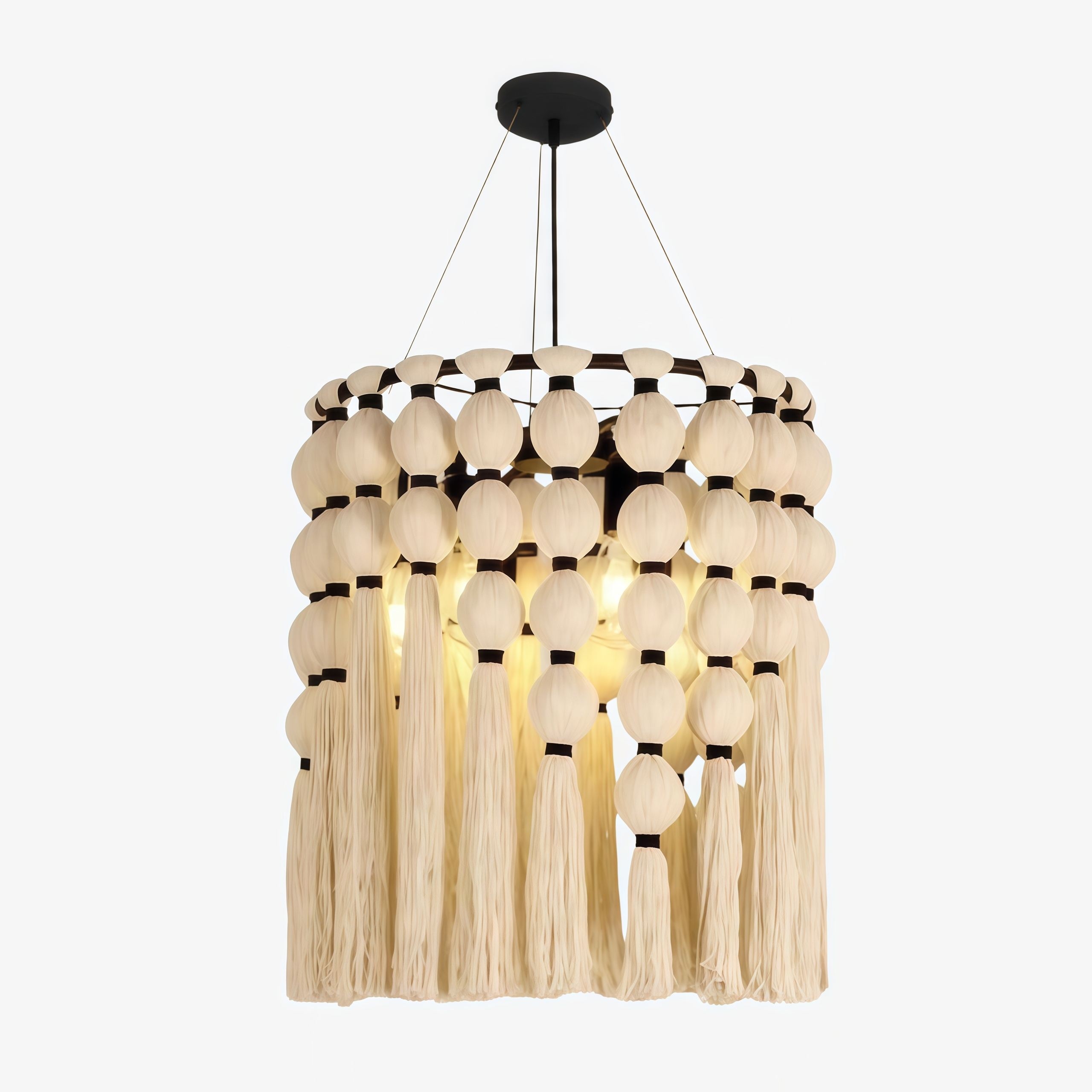 Modulune Modern Elegant Handmade Chandelier with White Cotton Fringe for Living Room K2306