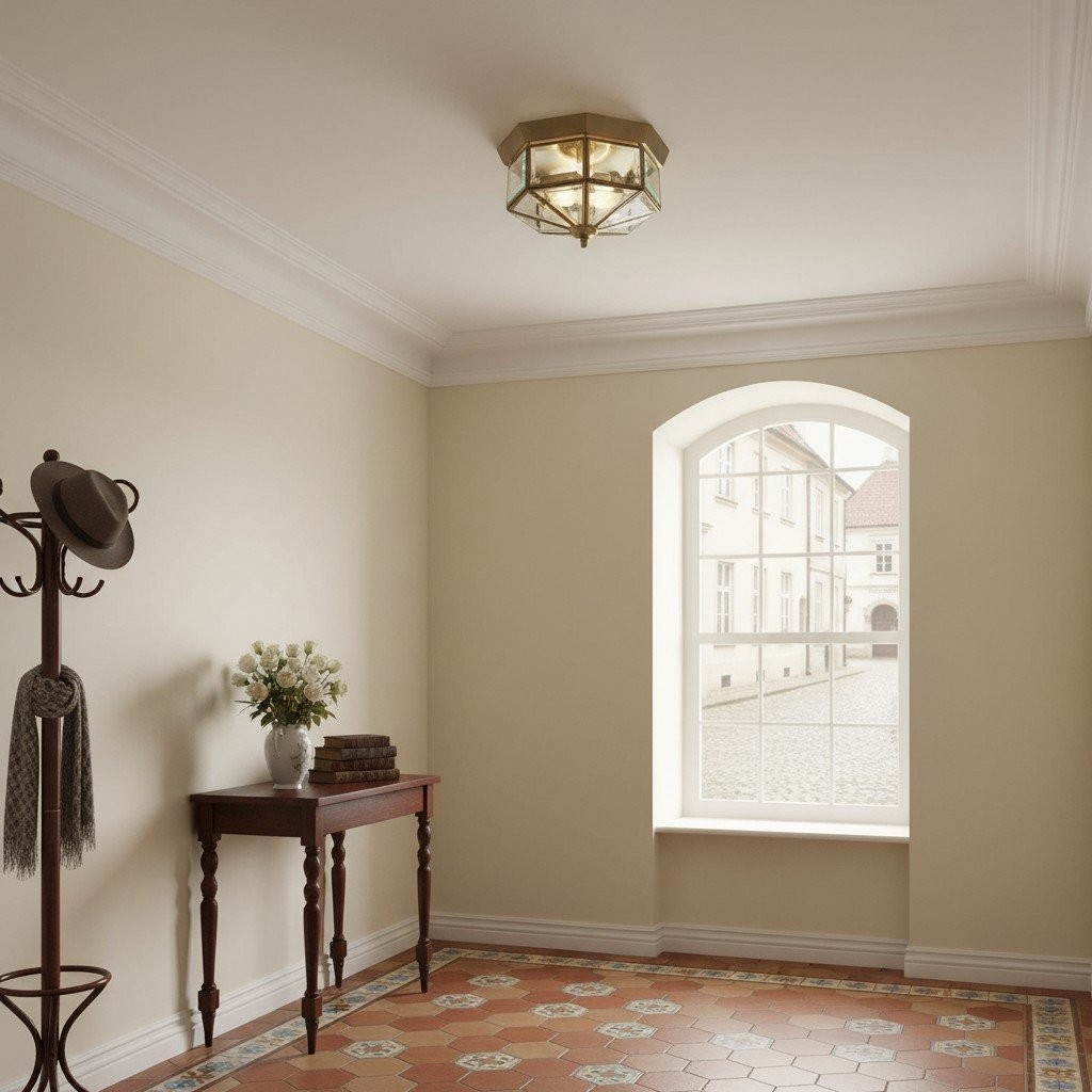 Braleen Antique Lantern Style Flush Ceiling Light - Clear Glass Design for Living Room K1983